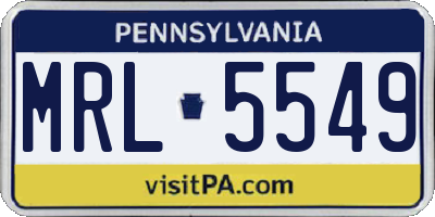 PA license plate MRL5549