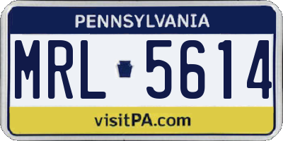 PA license plate MRL5614