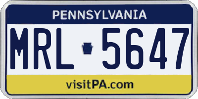 PA license plate MRL5647