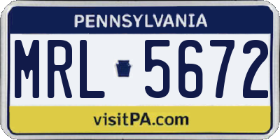 PA license plate MRL5672