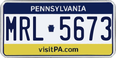 PA license plate MRL5673