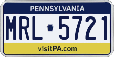 PA license plate MRL5721