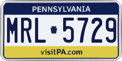 PA license plate MRL5729