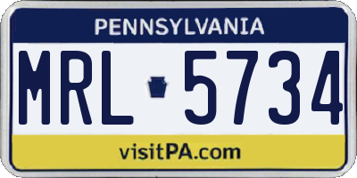 PA license plate MRL5734