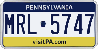 PA license plate MRL5747