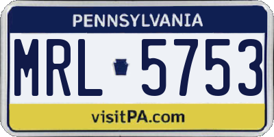 PA license plate MRL5753