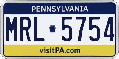 PA license plate MRL5754