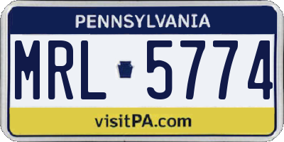 PA license plate MRL5774