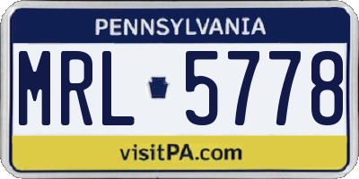 PA license plate MRL5778