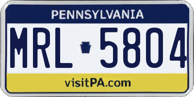 PA license plate MRL5804