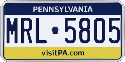PA license plate MRL5805