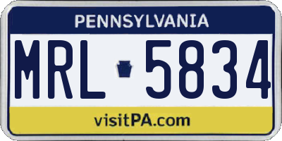PA license plate MRL5834