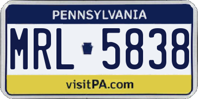 PA license plate MRL5838