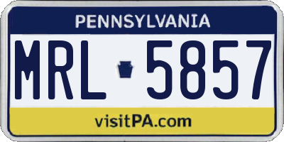 PA license plate MRL5857