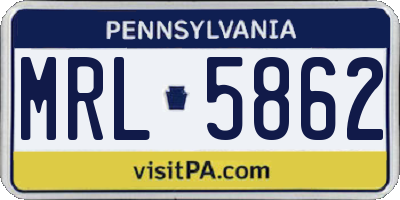 PA license plate MRL5862
