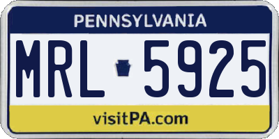 PA license plate MRL5925
