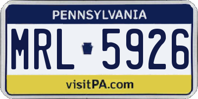 PA license plate MRL5926