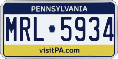 PA license plate MRL5934