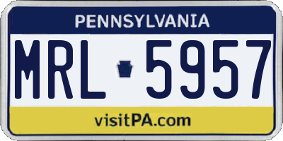 PA license plate MRL5957