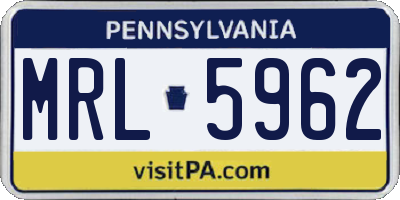PA license plate MRL5962