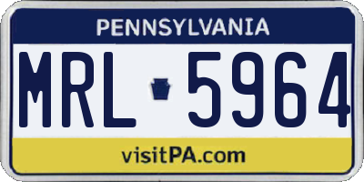 PA license plate MRL5964