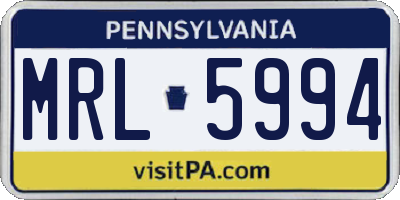 PA license plate MRL5994