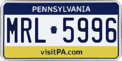 PA license plate MRL5996