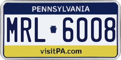 PA license plate MRL6008