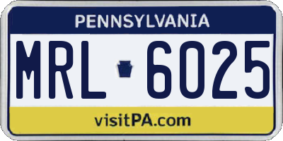 PA license plate MRL6025