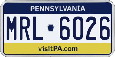 PA license plate MRL6026