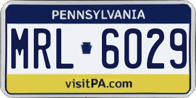 PA license plate MRL6029