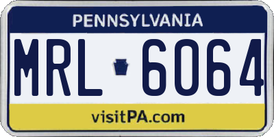 PA license plate MRL6064