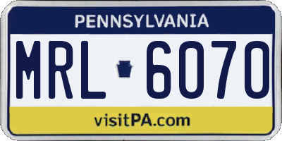 PA license plate MRL6070