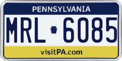 PA license plate MRL6085