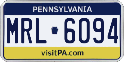 PA license plate MRL6094