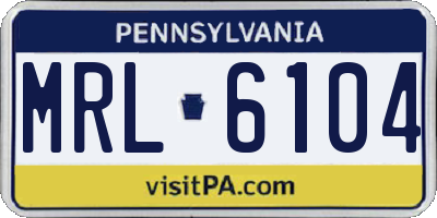 PA license plate MRL6104