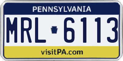 PA license plate MRL6113