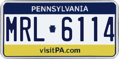 PA license plate MRL6114