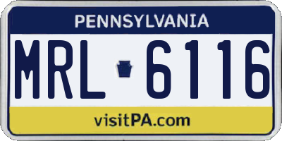 PA license plate MRL6116