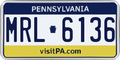PA license plate MRL6136