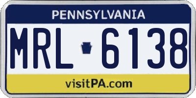 PA license plate MRL6138