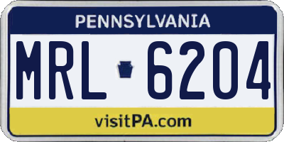 PA license plate MRL6204