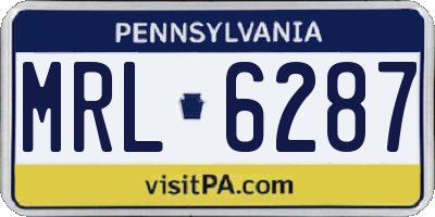 PA license plate MRL6287