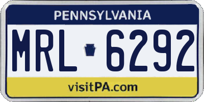 PA license plate MRL6292