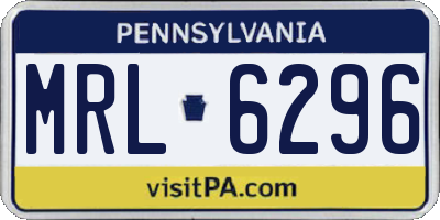 PA license plate MRL6296