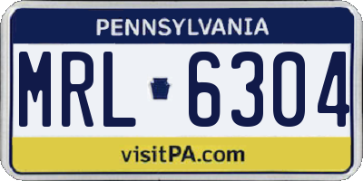 PA license plate MRL6304