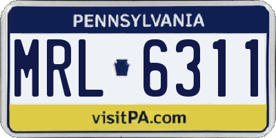 PA license plate MRL6311