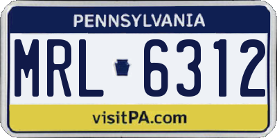 PA license plate MRL6312