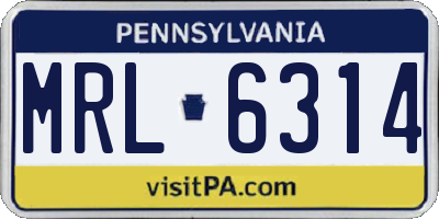 PA license plate MRL6314