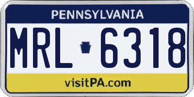 PA license plate MRL6318